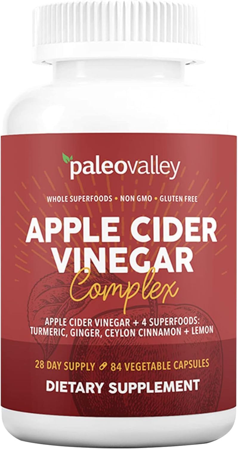 Paleovalley Apple Cider Vinegar Complex with Superfoods - Turmeric, Ginger, Ceylon Cinnamon and Lemon - 84 Vegetable Capsules - Maple Wellness Supplements