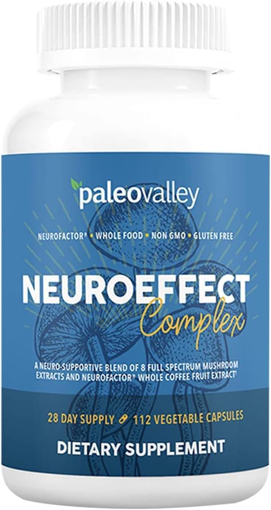 Paleovalley NeuroEffect - Neuro Mushroom Coffee Nutritional Supplement for Focus, Memory, and Energy Support - 28-Day Supply - 8 Full Spectrum Mushroom and Whole Coffee Fruit Extracts - Maple Wellness Supplements
