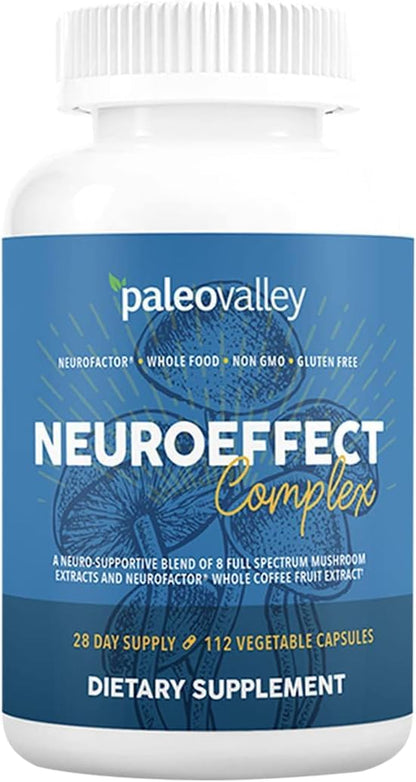 Paleovalley NeuroEffect - Neuro Mushroom Coffee Nutritional Supplement for Focus, Memory, and Energy Support - 28-Day Supply - 8 Full Spectrum Mushroom and Whole Coffee Fruit Extracts - Maple Wellness Supplements