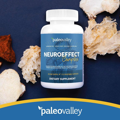 Paleovalley NeuroEffect - Neuro Mushroom Coffee Nutritional Supplement for Focus, Memory, and Energy Support - 28-Day Supply - 8 Full Spectrum Mushroom and Whole Coffee Fruit Extracts - Maple Wellness Supplements