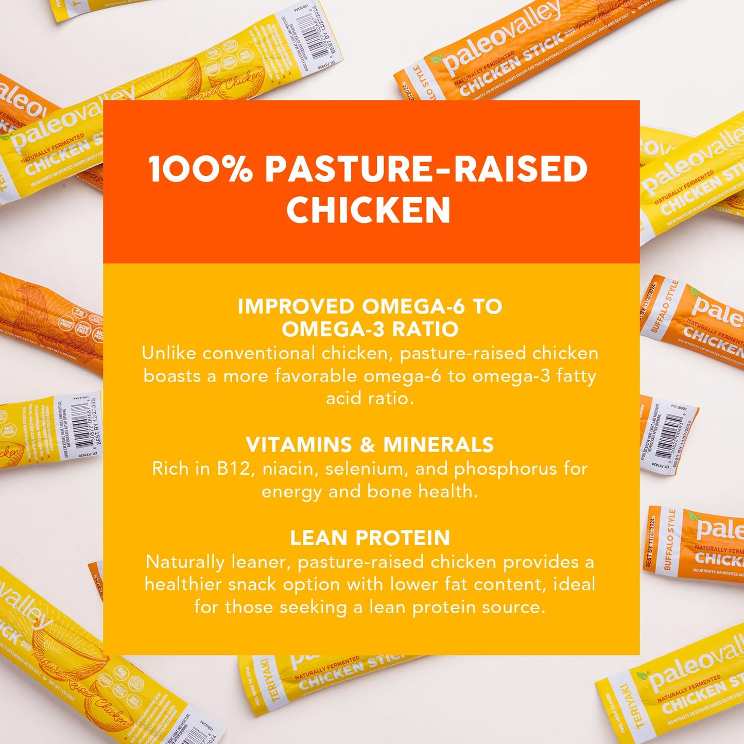 Paleovalley Pasture-Raised Chicken Sticks – 10 Pack – 7g Protein per Stick – Keto-Friendly, Paleo, Gluten-Free, Nitrate-Free – On-the-Go Snack (10 Pack, Teriyaki) - Maple Wellness Supplements