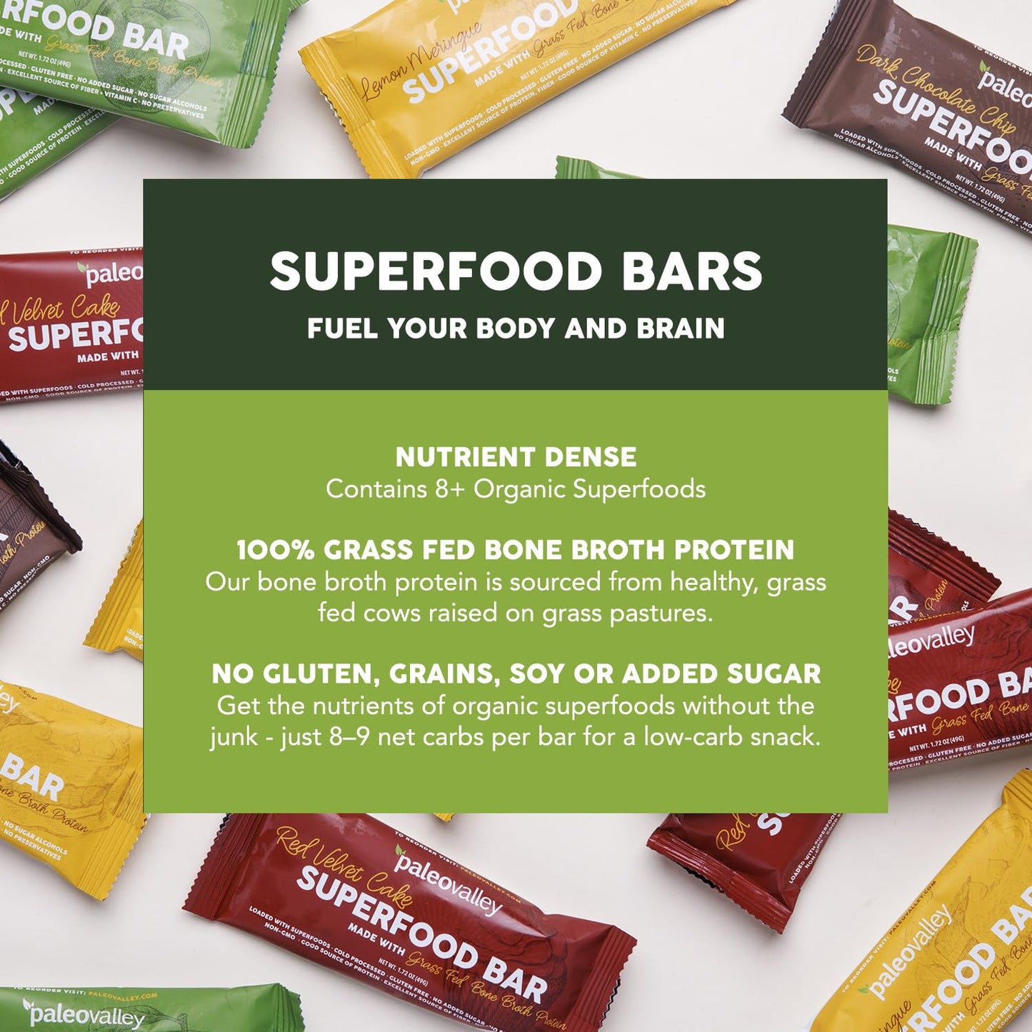 Paleovalley Superfood Bars – Apple Cinnamon– 10 Pack – 9g Protein per Bar – Gluten-Free, Grain-Free, Paleo, Non-GMO – On-the-Go Snack - Maple Wellness Supplements