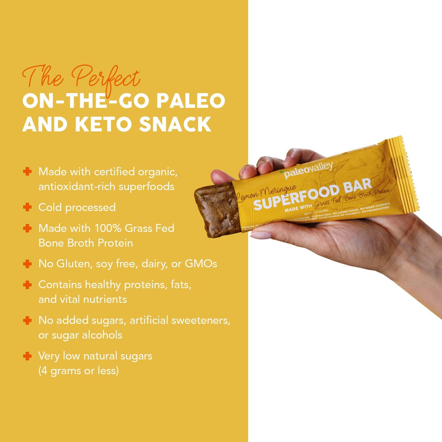 Paleovalley Superfood Bars – Lemon Meringue– 10 Pack – 9g Protein per Bar – Gluten-Free, Grain-Free, Paleo, Non-GMO – On-the-Go Snack - Maple Wellness Supplements