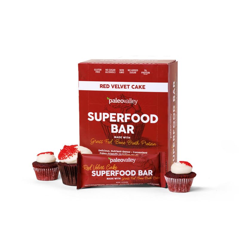 Paleovalley Superfood Bars – Red Velvet– 10 Pack – 9g Protein per Bar – Gluten-Free, Grain-Free, Paleo, Non-GMO – On-the-Go Snack - Maple Wellness Supplements