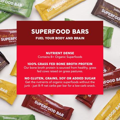Paleovalley Superfood Bars – Red Velvet– 10 Pack – 9g Protein per Bar – Gluten-Free, Grain-Free, Paleo, Non-GMO – On-the-Go Snack - Maple Wellness Supplements