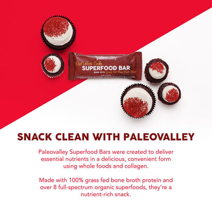 Paleovalley Superfood Bars – Red Velvet– 10 Pack – 9g Protein per Bar – Gluten-Free, Grain-Free, Paleo, Non-GMO – On-the-Go Snack - Maple Wellness Supplements