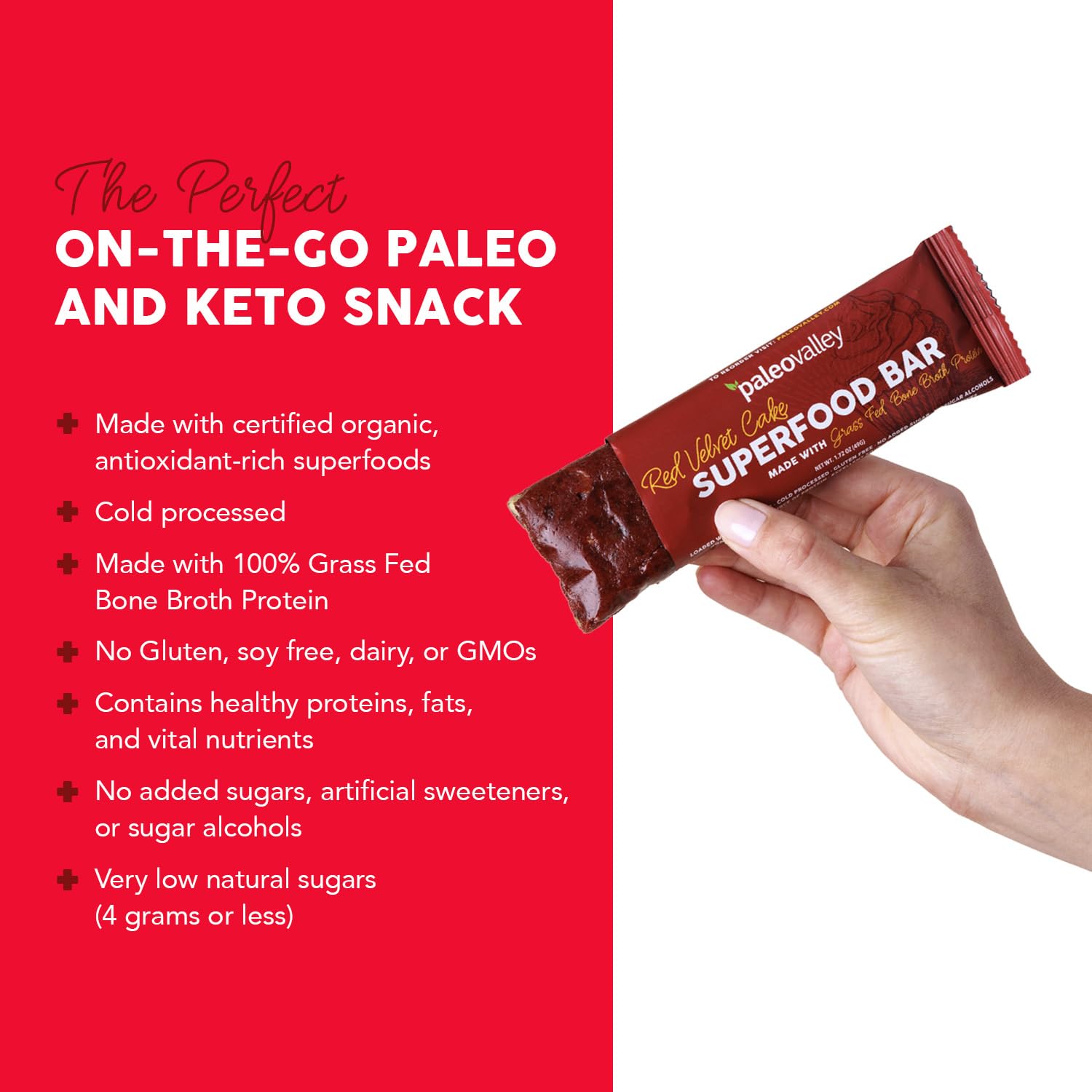 Paleovalley Superfood Bars – Red Velvet– 10 Pack – 9g Protein per Bar – Gluten-Free, Grain-Free, Paleo, Non-GMO – On-the-Go Snack - Maple Wellness Supplements