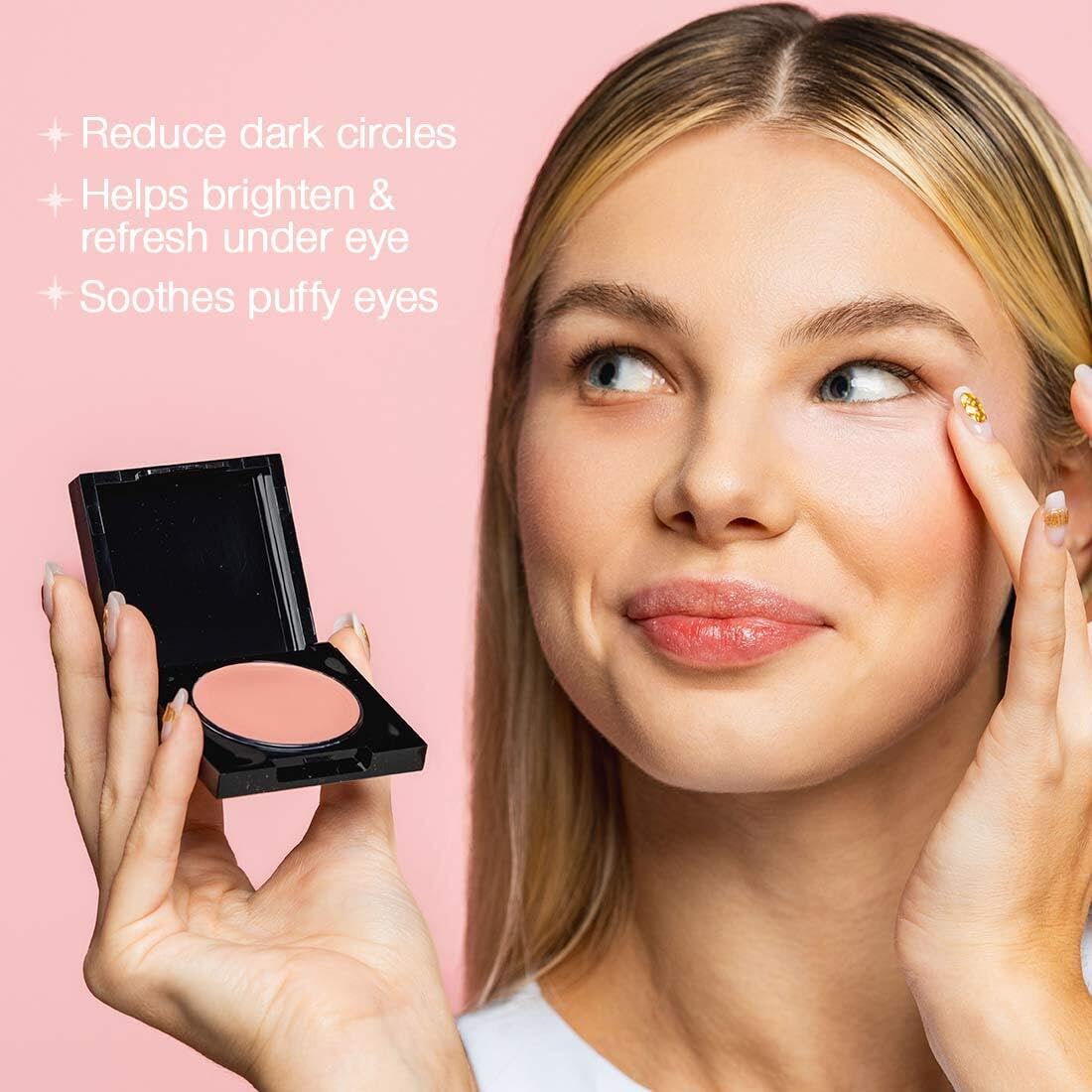 Palladio Under Eye Brightener, Conceal, Brightens, Reduces Appearance of Dark Circles, With Caffeine Peptides & Vitamin E, Tired Skin Color Correcting Brightener & Primer, Light to Medium (Soft Pink) - Maple Wellness Supplements