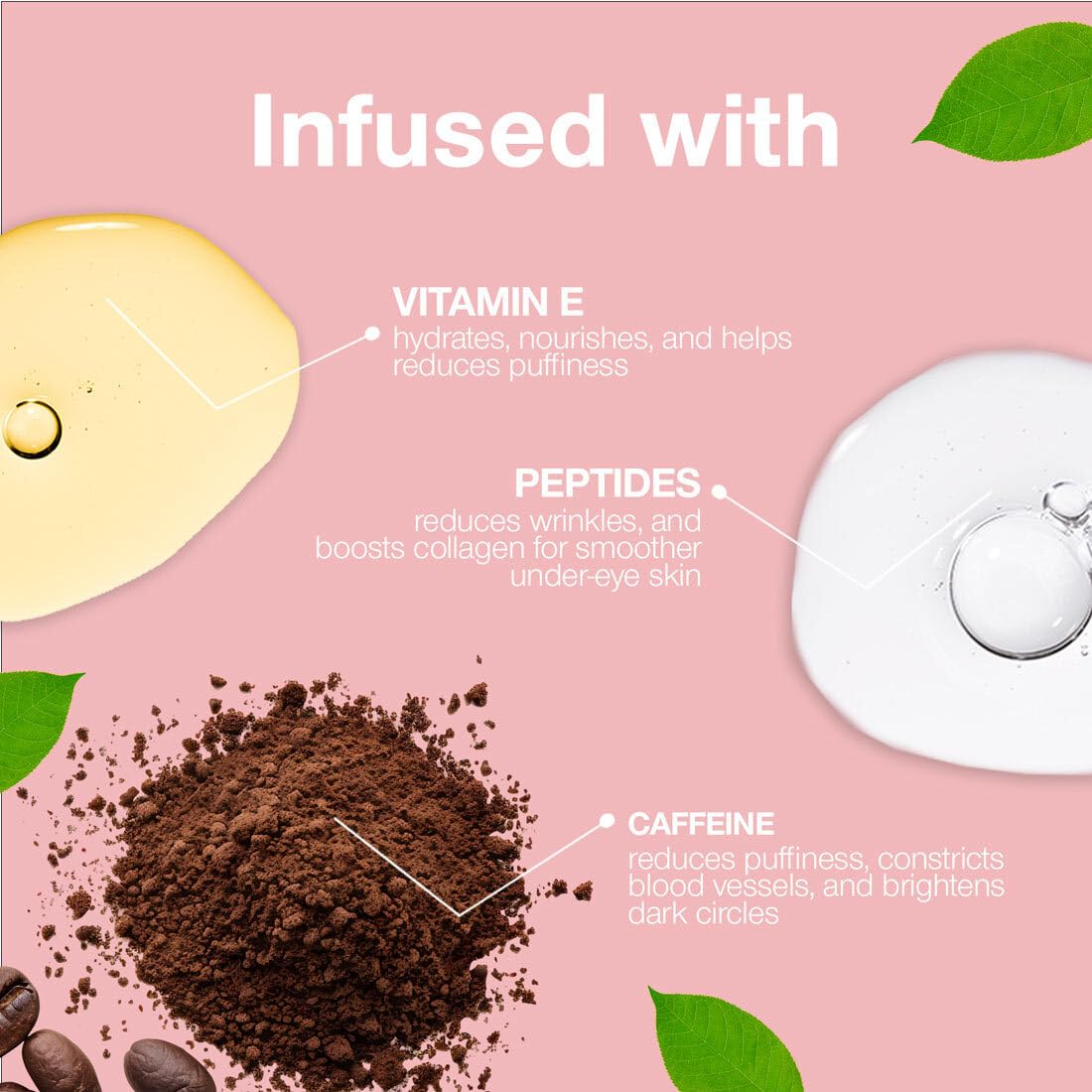 Palladio Under Eye Brightener, Conceal, Brightens, Reduces Appearance of Dark Circles, With Caffeine Peptides & Vitamin E, Tired Skin Color Correcting Brightener & Primer, Light to Medium (Soft Pink) - Maple Wellness Supplements