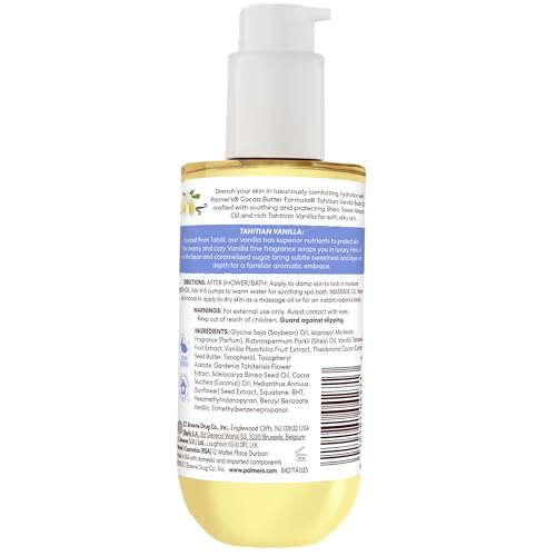 Palmer's Cocoa Butter Formula Body Oil, Moisture Drenching Tahitian Vanilla, 6.5 Oz, 72Hr Hydration with Shea Butter & Vitamin E for Softer Skin - Maple Wellness Supplements
