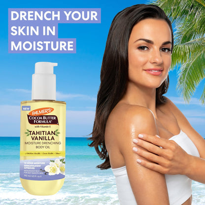 Palmer's Cocoa Butter Formula Body Oil, Moisture Drenching Tahitian Vanilla, 6.5 Oz, 72Hr Hydration with Shea Butter & Vitamin E for Softer Skin - Maple Wellness Supplements