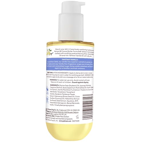 Palmer's Cocoa Butter Formula Body Oil, Moisture Drenching Tahitian Vanilla, 6.5 Oz, 72Hr Hydration with Shea Butter & Vitamin E for Softer Skin - Maple Wellness Supplements