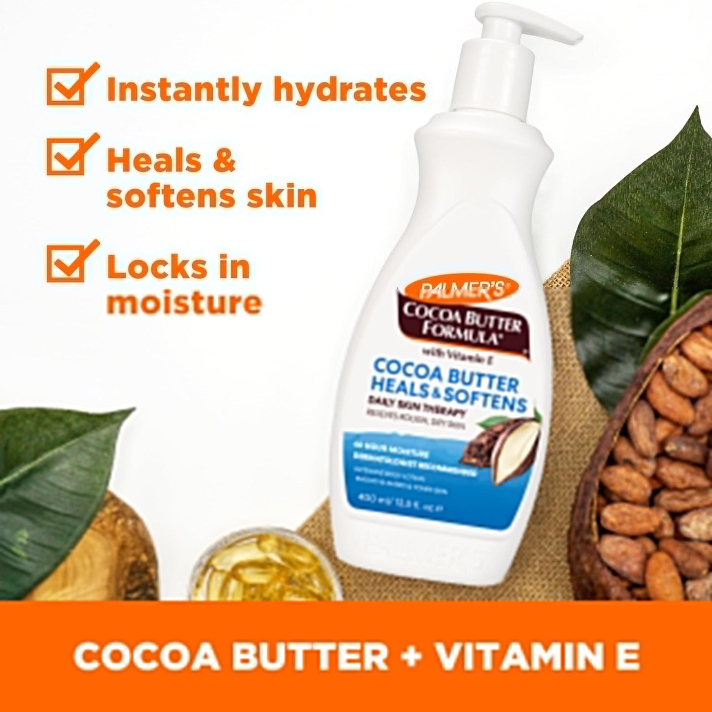 Palmer's Cocoa Butter Formula Daily Skin Therapy Cocoa Butter Body Lotion for Dry Skin, Hand & Body Moisturizer, Pump Bottle, 13.5 Oz (Pack of 1) - Maple Wellness Supplements