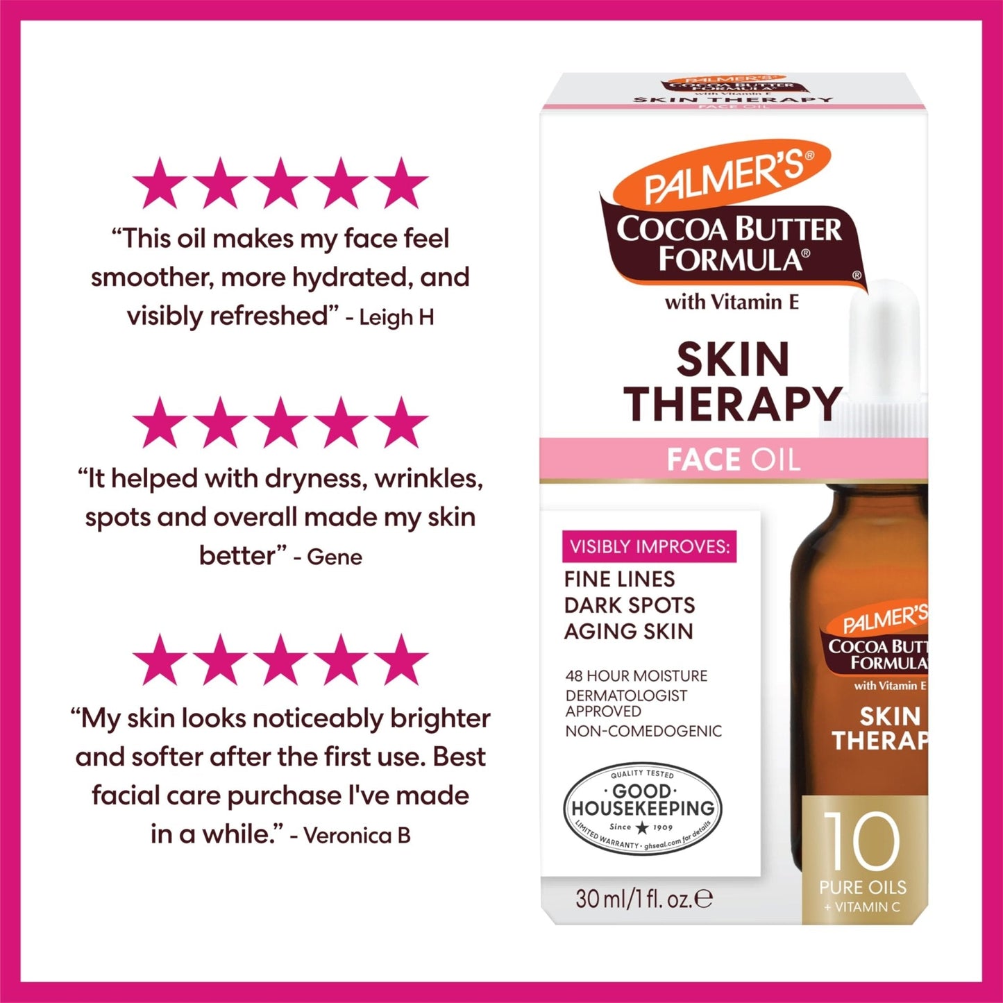 Palmer's Cocoa Butter Formula Moisturizing Skin Therapy Oil for Face with Vitamin E, C & 10 Pure Facial Oils Blend - Maple Wellness Supplements