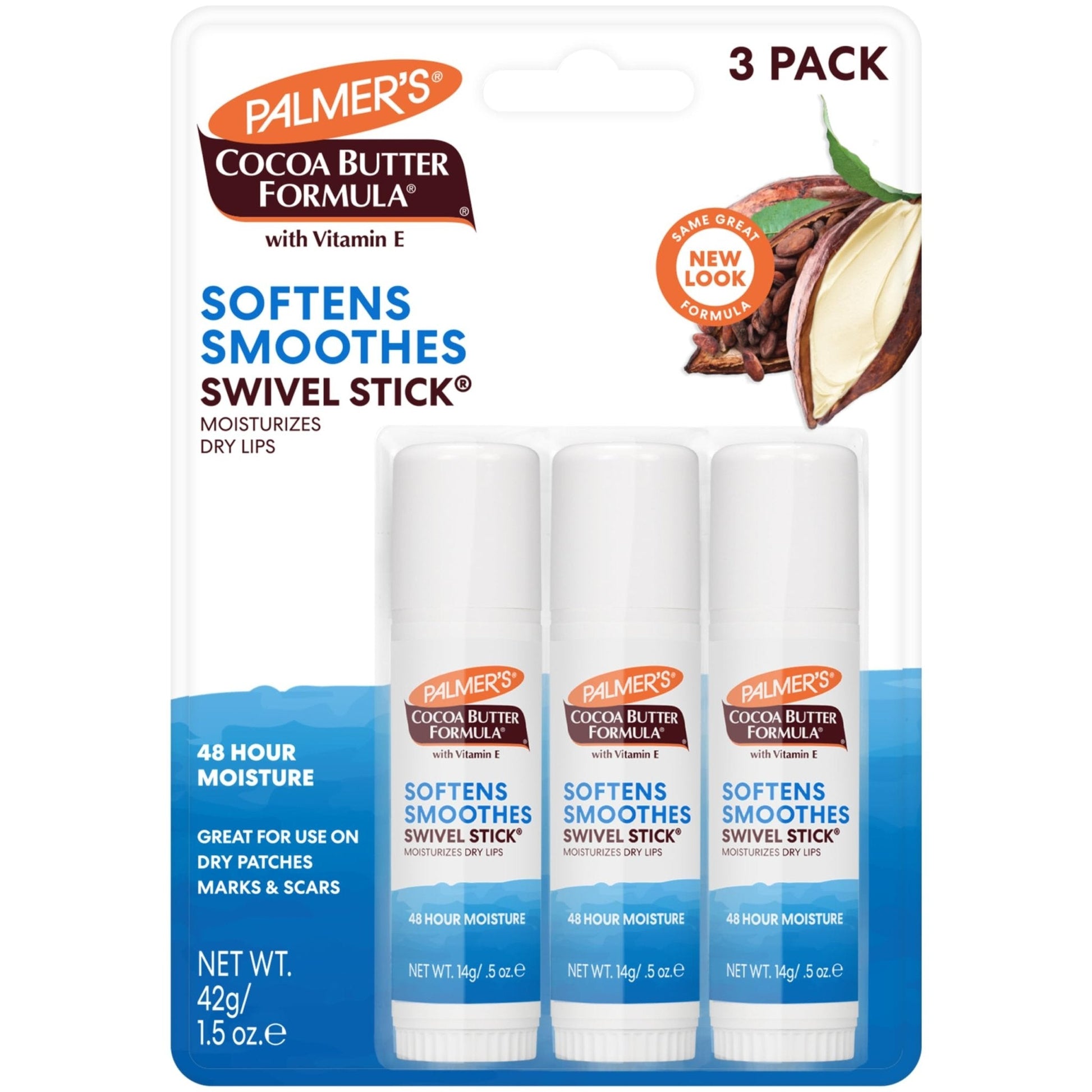 Palmer's Cocoa Butter Formula Moisturizing Swivel Stick with Vitamin E, Lip Balm for Valentine's Day, Face & Body Moisturizer Stick - Maple Wellness Supplements