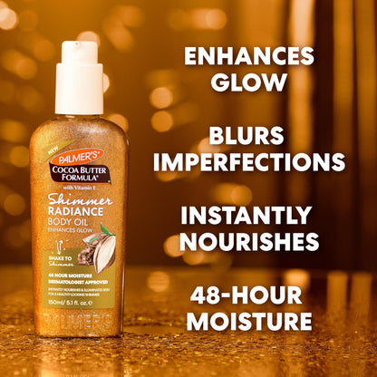 Palmer's Cocoa Butter Formula Shimmer Body Oil with Vitamin E, 5.1 Fl Oz, Radiance Body Oil for Glowing Skin - Maple Wellness Supplements
