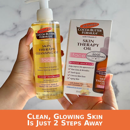 Palmer's Cocoa Butter Formula Skin Therapy Cleansing Oil, Gentle Makeup Remover with Rosehip Oil and Vitamin C, 6.5 Ounce - Maple Wellness Supplements