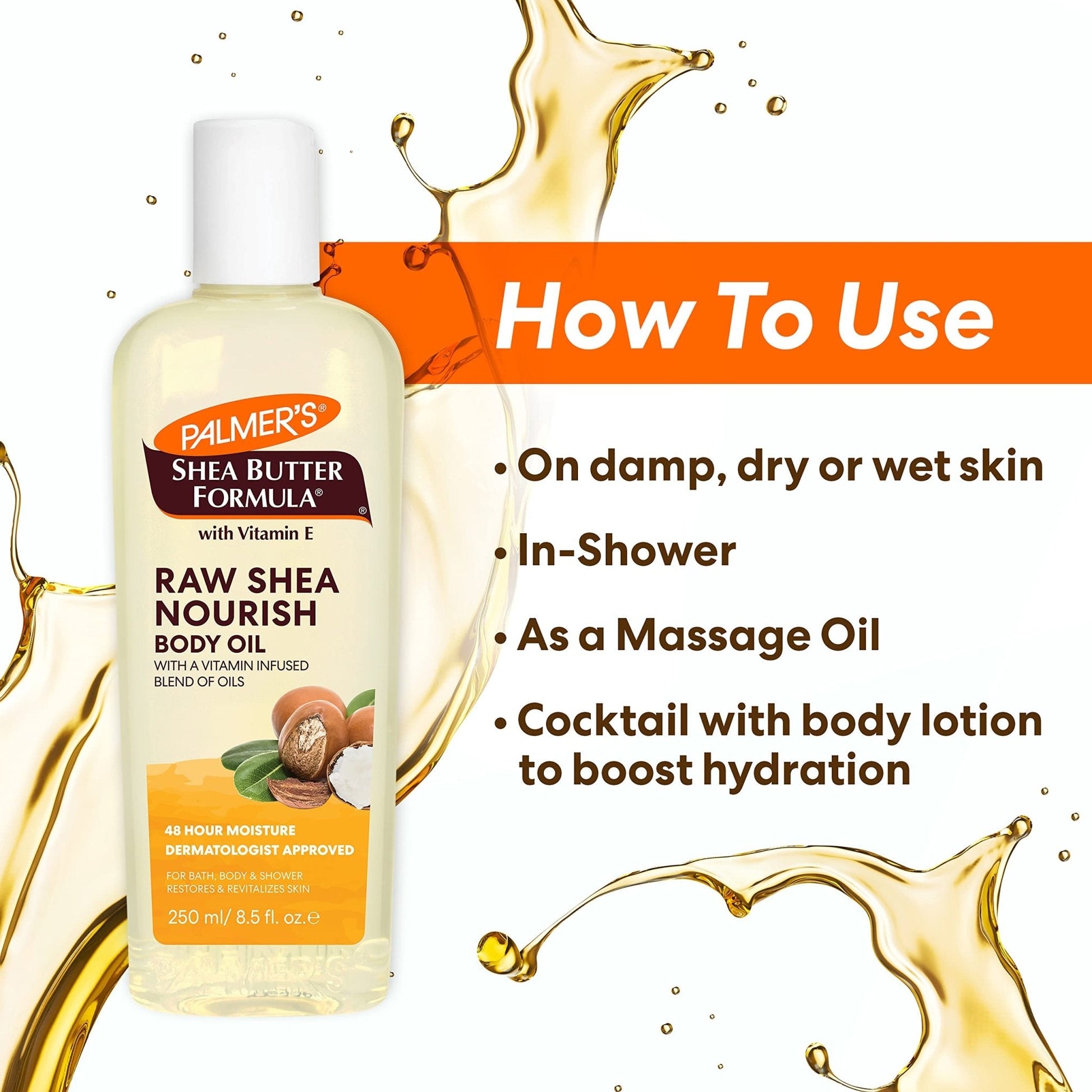Palmer's Shea Formula Raw Shea Body Oil with Vitamin E, Deep Body Moisturizer to Soothe - Maple Wellness Supplements