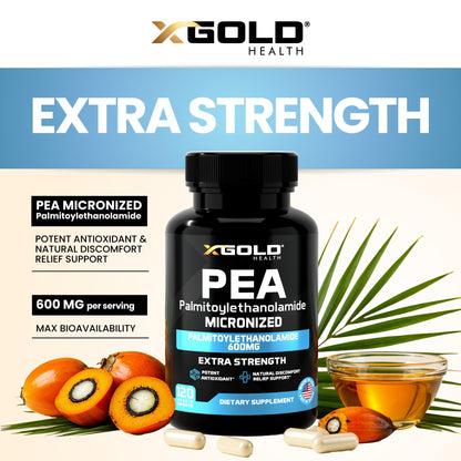 Palmitoylethanolamide Pea Supplement 600 mg | Micronized Pea 99% Highly Purified and Bioavailable | Made in USA | Supplement for Men and Women - 120 Capsules - Maple Wellness Supplements