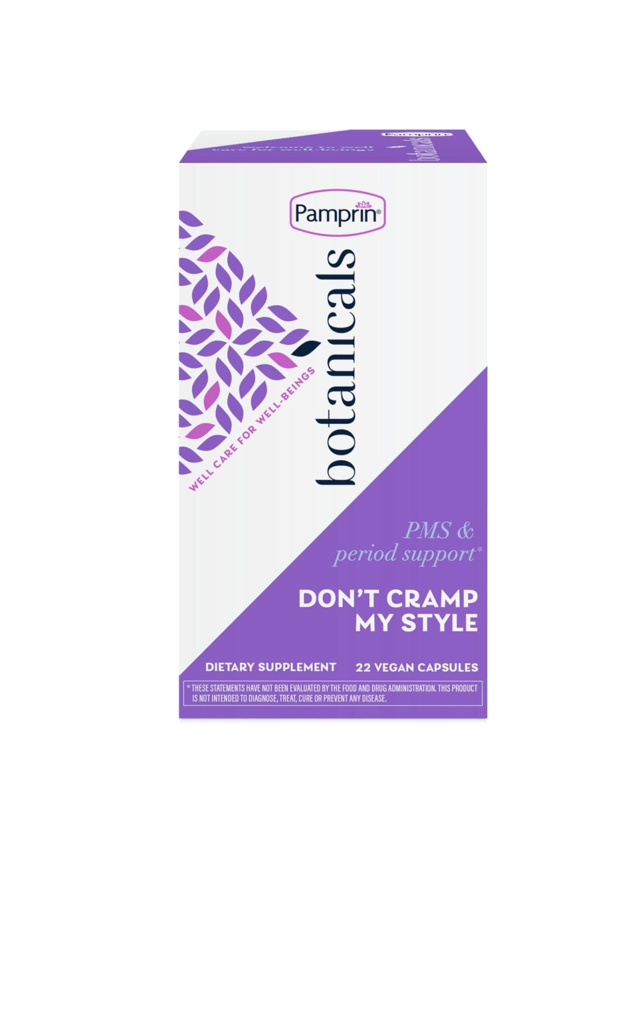 Pamprin Botanicals Supplement for PMS & Period Support, with Ashwagandha, Magnesium, Turmeric, Vitamin B6, Chasteberry, 22 Count - Maple Wellness Supplements