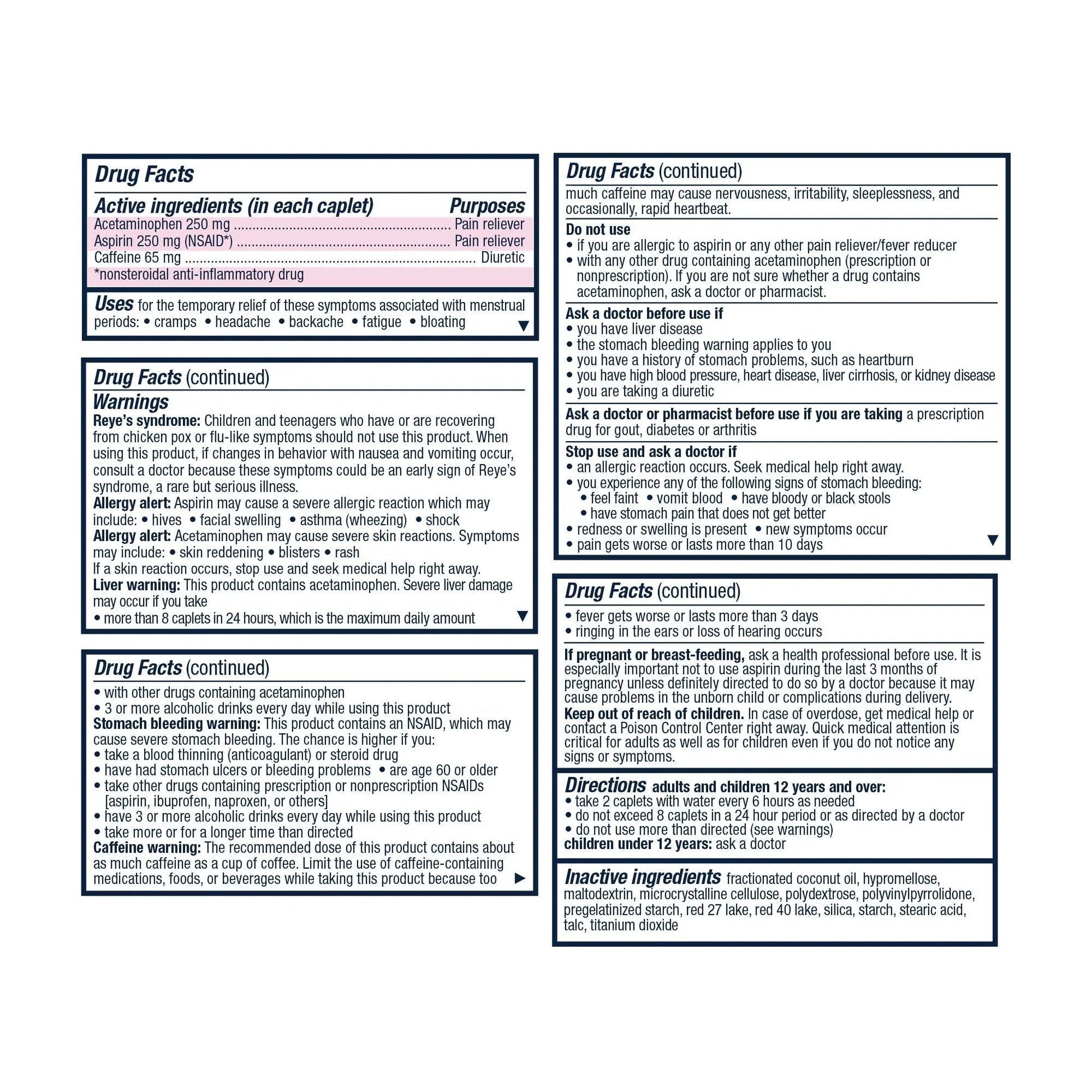 Pamprin Maximum Strength Formula, 24 Caplets (Pack of 3) - Maple Wellness Supplements