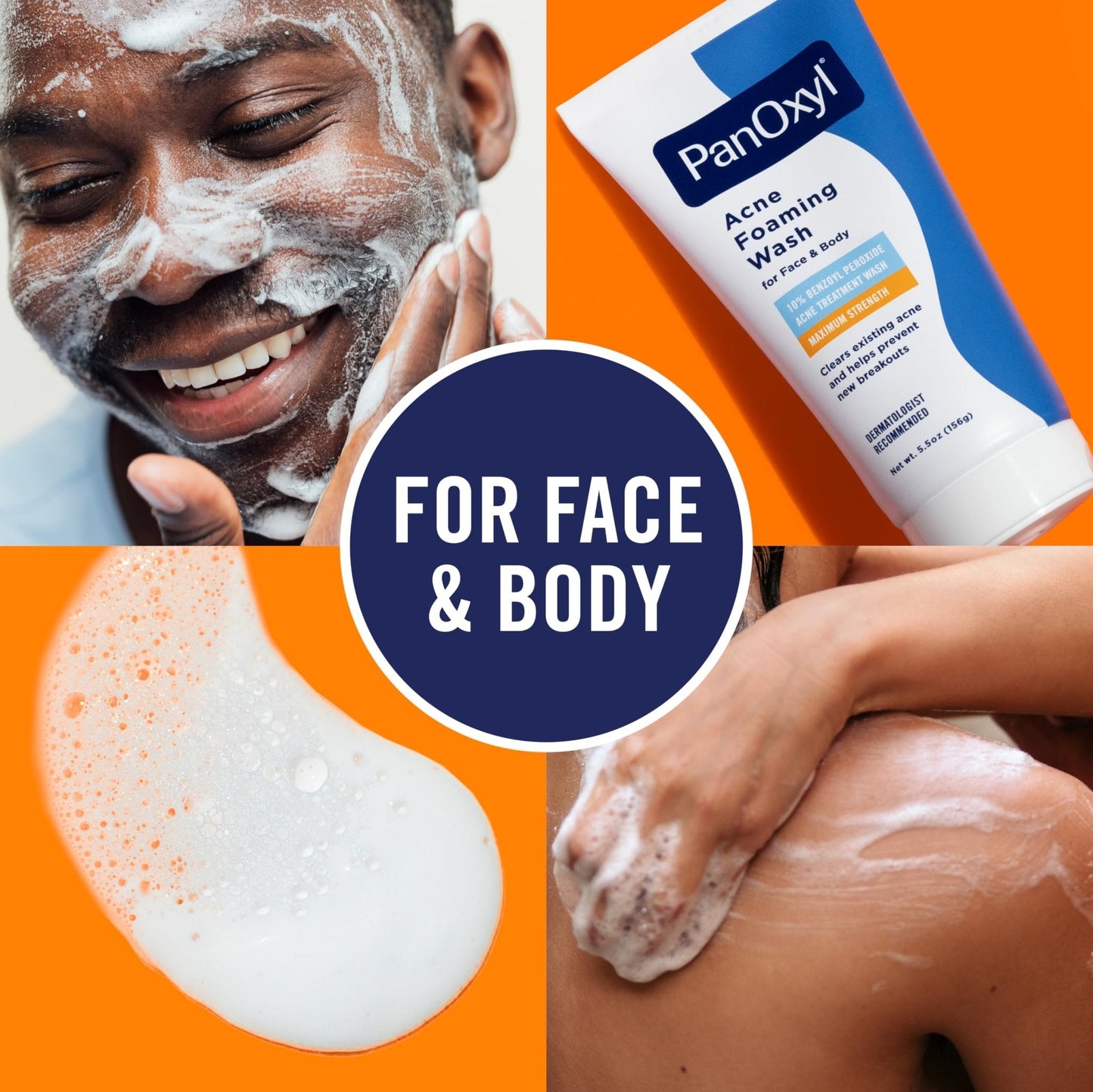 PanOxyl 10% Benzoyl Peroxide Acne Foaming Wash, Maximum Strength, Daily Acne-Fighting - Maple Wellness Supplements