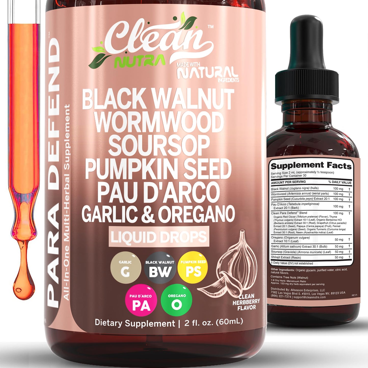 para Defend Wormwood Black Walnut Cleanse for Humans Drops Liquid Soursop Garlic Pumpkin Seed PAU D'Arco Oil of Oregano Turmeric - Maple Wellness Supplements