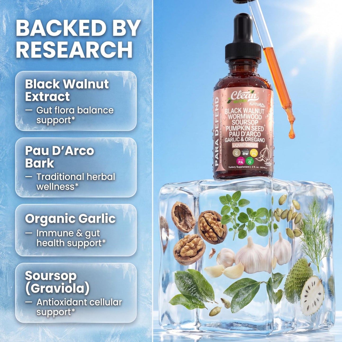 para Defend Wormwood Black Walnut Cleanse for Humans Drops Liquid Soursop Garlic Pumpkin Seed PAU D'Arco Oil of Oregano Turmeric - Maple Wellness Supplements