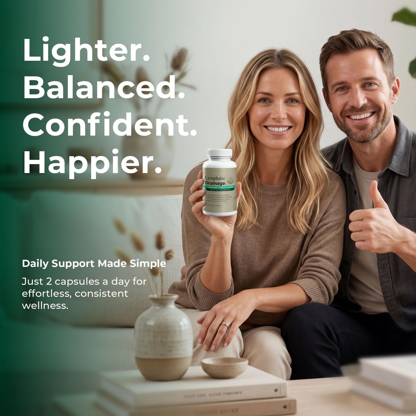 Paradise Emerald Lymphatic Drainage Supplements: Natural Herbal Complex Echinacea Burdock Root Dandelion Cleavers - Lymph System Support for Bloating Immune Health Fluid Balance 60 Capsules - Maple Wellness Supplements