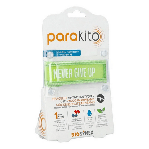 Parakito green bracelet "Never give up" rechargeable mosquito repellent - Maple Wellness Supplements