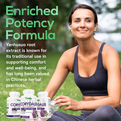 Parker Naturals Pure Corydalis Root Extract Capsule - 1000mg Strength, 10:1 Corydalis Yanhusuo Extract, Natural Relief, Long Lasting, 100% Vegetarian, 120 Servings, 240 Count - Maple Wellness Supplements