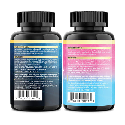 Parrox Shining Serenity Set, Cortisol Support with Ashwagandha, L-Theanine, Magnesium, Lions Mane, GABA, Bacopa Monnieri, Collagen I, II, III, V, X, Folate, Biotin, Keratin, Hyaluronic Acid, Quercetin - Maple Wellness Supplements