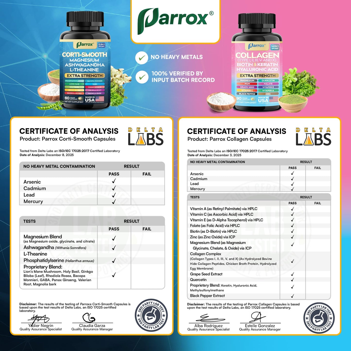 Parrox Shining Serenity Set, Cortisol Support with Ashwagandha, L-Theanine, Magnesium, Lions Mane, GABA, Bacopa Monnieri, Collagen I, II, III, V, X, Folate, Biotin, Keratin, Hyaluronic Acid, Quercetin - Maple Wellness Supplements