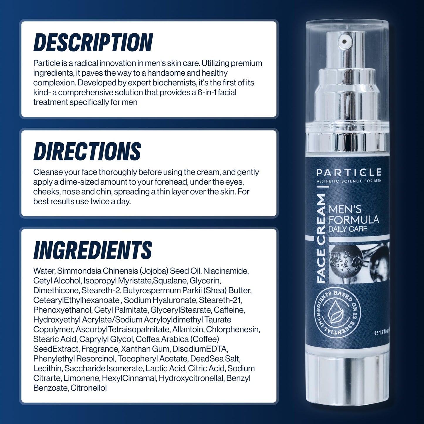 Particle 6-in-1 Face Cream for Men, Men’s Daily Hydrating Moisturizer with Vitamin c - Maple Wellness Supplements