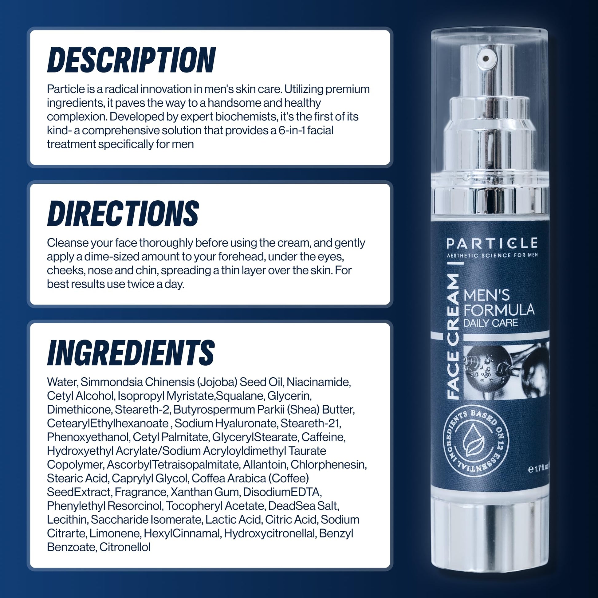 Particle 6-in-1 Face Cream for Men, Men’s Daily Hydrating Moisturizer with Vitamin c - Maple Wellness Supplements