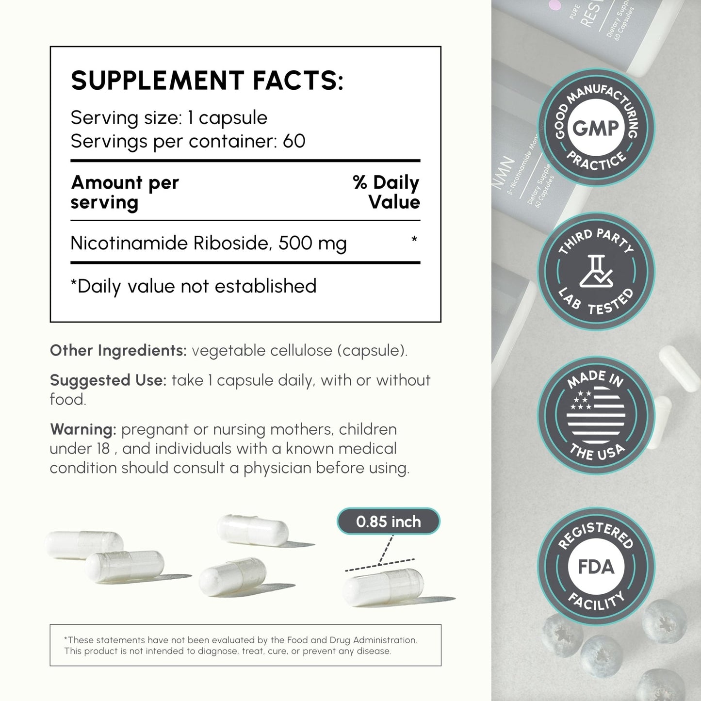 partiQlar NR Supplement - High Purity Nicotinamide Riboside Capsules - NAD+ Booster for Anti-Aging, Cellular Energy & Repair - Maple Wellness Supplements
