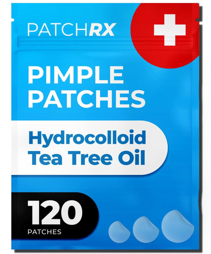 PatchRx Pimple Patches for Face (120 Patches), Hydrocolloid Acne Patches with Tea Tree Oil - Maple Wellness Supplements