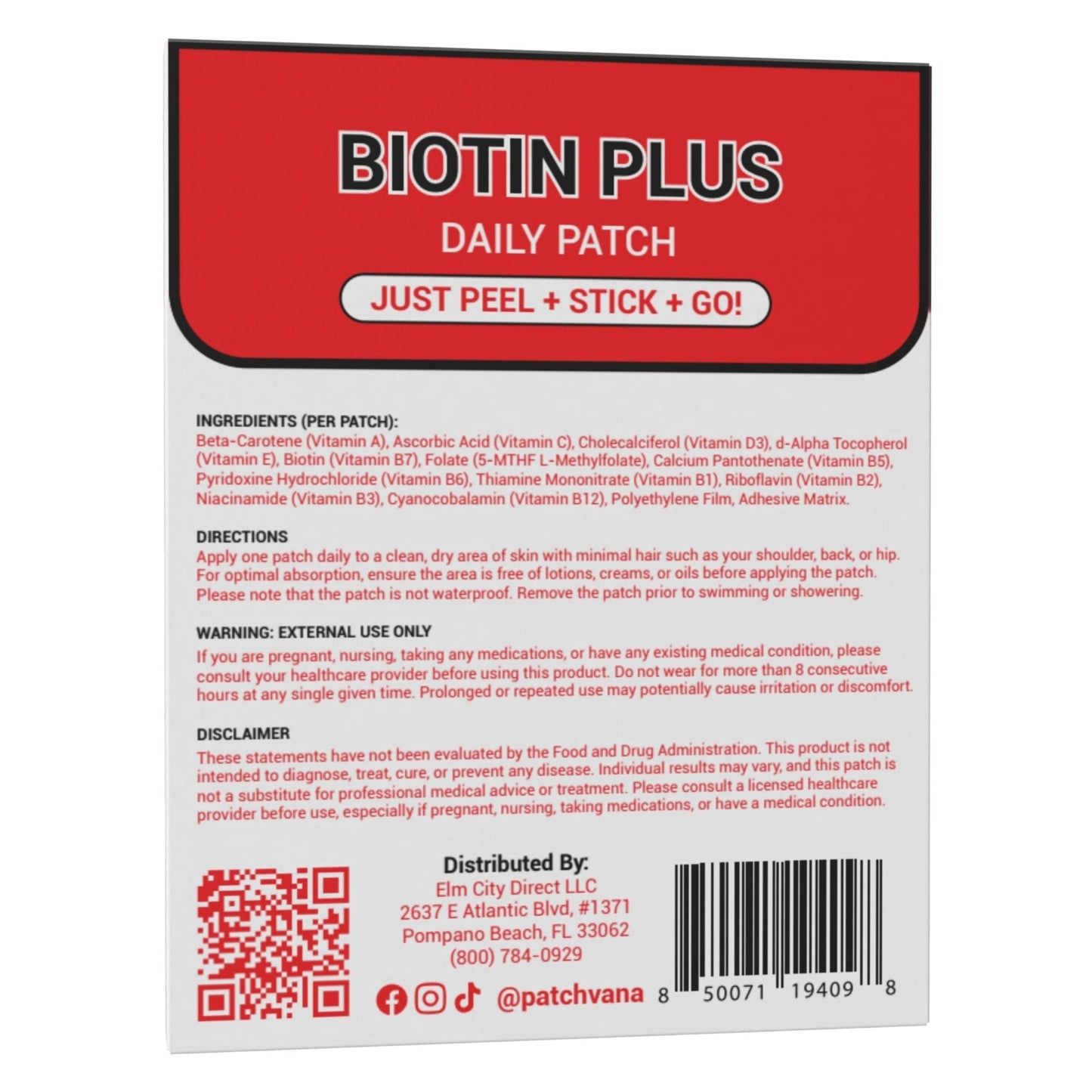 Patchvana Biotin Plus Patch for Women & Men, 1 Month Supply, 30 Patches - Maple Wellness Supplements