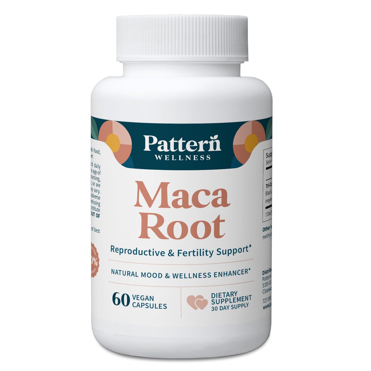 Pattern Wellness Maca Root Extract 20:1-500mg Per Serving – for Men & Women – Tri-Color Black/Red/Yellow Blend – 60 Vegan, Non-GMO Capsules - Maple Wellness Supplements