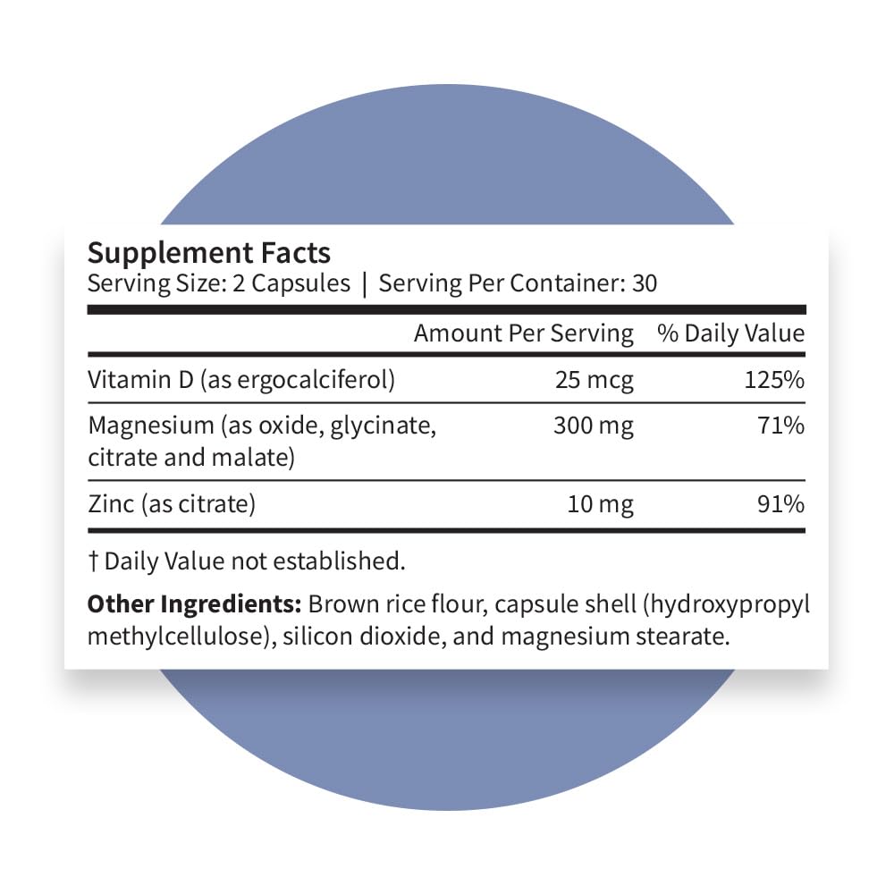 Pattern Wellness Magnesium Complex – Supports Muscle, Bone & Relaxation Health – with Zinc & Vitamin D – Daily Support Formula – 60 Vegan Capsules - Maple Wellness Supplements