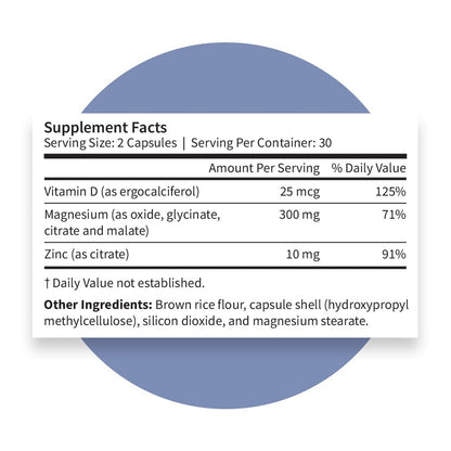 Pattern Wellness Magnesium Complex – Supports Muscle, Bone & Relaxation Health – with Zinc & Vitamin D – Daily Support Formula – 60 Vegan Capsules - Maple Wellness Supplements