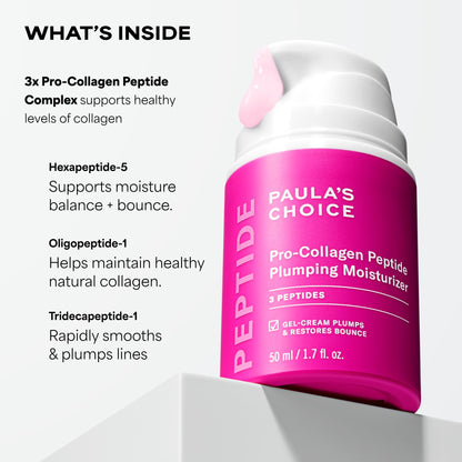 Paula's Choice Pro-Collagen Peptide Plumping Face Moisturizer, Daily Gel Face Cream for Deep Lightweight Hydration, Wrinkles & Loss of Firmness, Fragrance-Free, 1.7 Fl Oz - Maple Wellness Supplements
