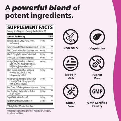 Pausitivi-T - Menopause Support Supplement - Powerful Relief for Hot Flashes, Hormone Imbalance & Night Sweats - Nourishes Tissue - Sage, Chasteberry, Soy Isoflavones & Black Cohosh - 60 Capsules - Maple Wellness Supplements