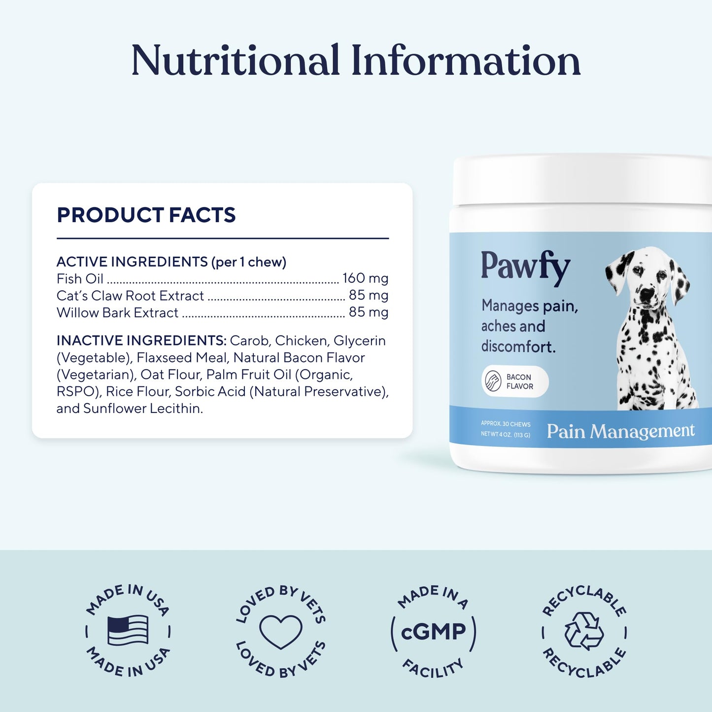 Pawfy Advanced Pain Management - Essential Vitamins & Supplements with Omega 3 |Joint Supplement for Dogs - Supports Hip & Joint Health for Small, Medium, Large Breeds | 30 Fast-Acting Chews - Maple Wellness Supplements