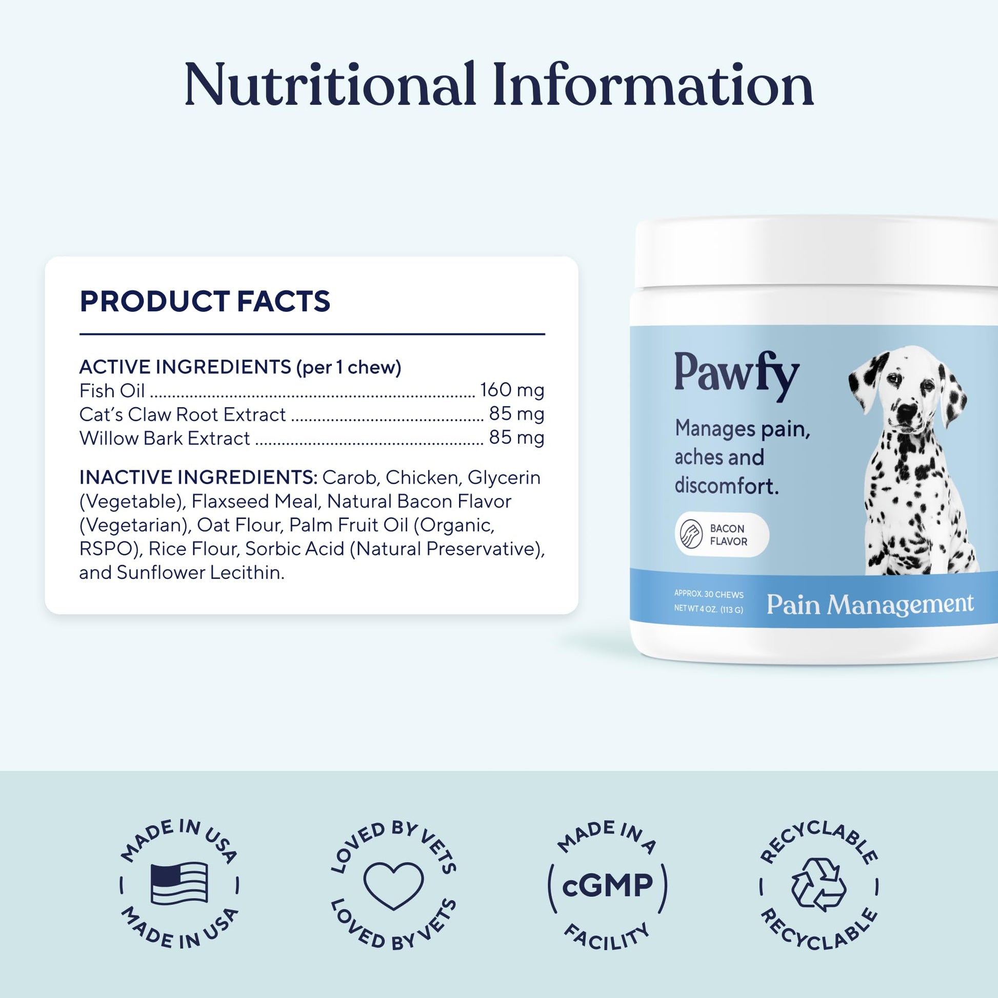 Pawfy Advanced Pain Management - Essential Vitamins & Supplements with Omega 3 |Joint Supplement for Dogs - Supports Hip & Joint Health for Small, Medium, Large Breeds | 30 Fast-Acting Chews - Maple Wellness Supplements