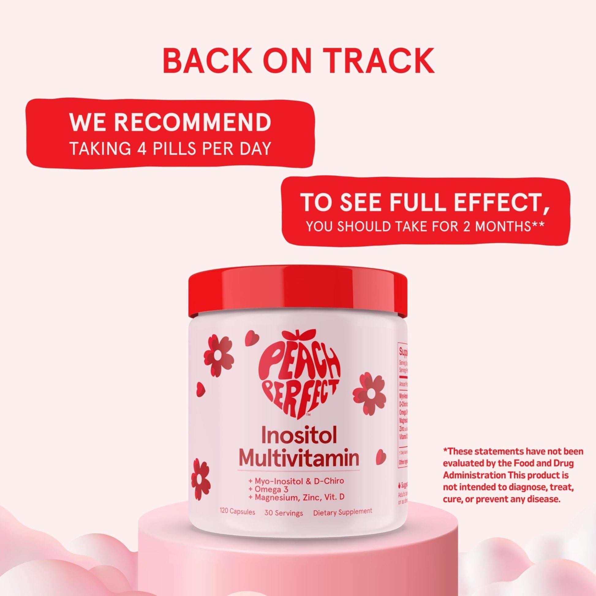Peach Perfect Inositol Multivitamin – Myo-Inositol & D-Chiro 40:1 Blend, Omega-3, Vitamin D3, Magnesium, Zinc – Supports Women’s Health, Mood, Energy, Supplement – 30 SVG - Maple Wellness Supplements