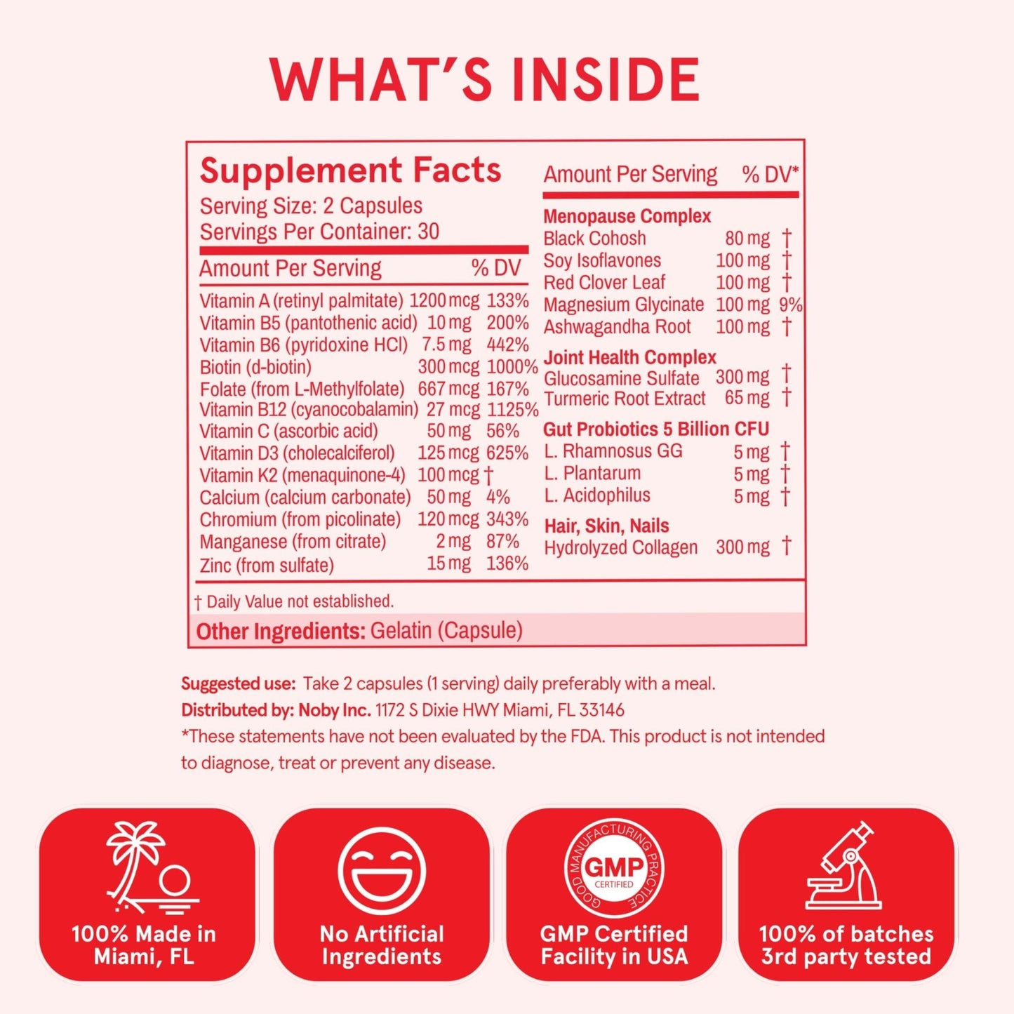 Peach Perfect Menopause Multivitamin | 21 Vitamins for Women 45+ | Black Cohosh, Ashwagandha, Vitamin D3+K2, Probiotics & Collagen | Support for Hot Flashes, Mood Swings, Joint & Skin Health | 30 SVG - Maple Wellness Supplements