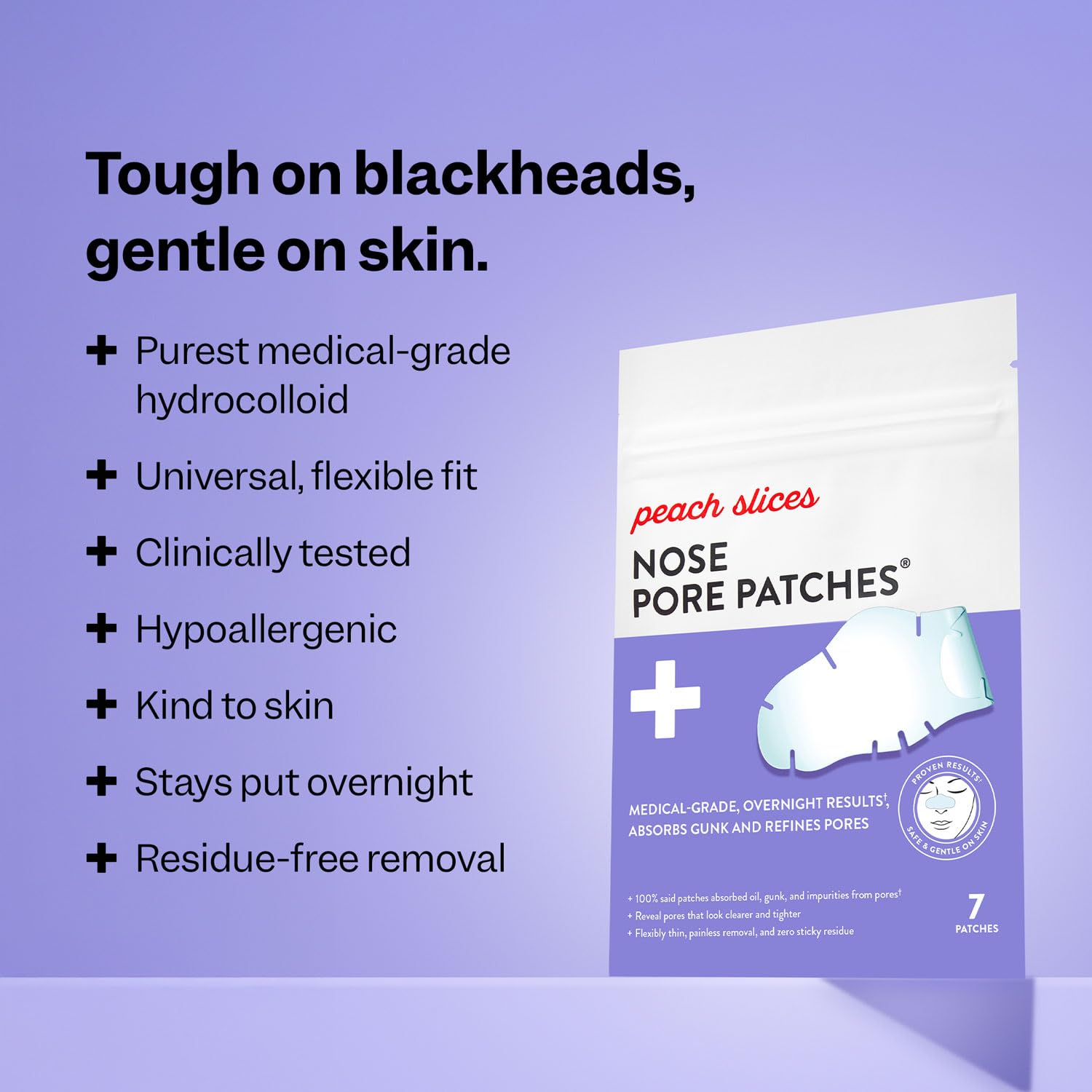 Peach Slices - Nose Pore Patches (7 ct) - Overnight Blackhead Remover - Pore Strips - Absorbs Gunk - Thin, Flexible & Painless - Hydrocolloid Patches - Maple Wellness Supplements