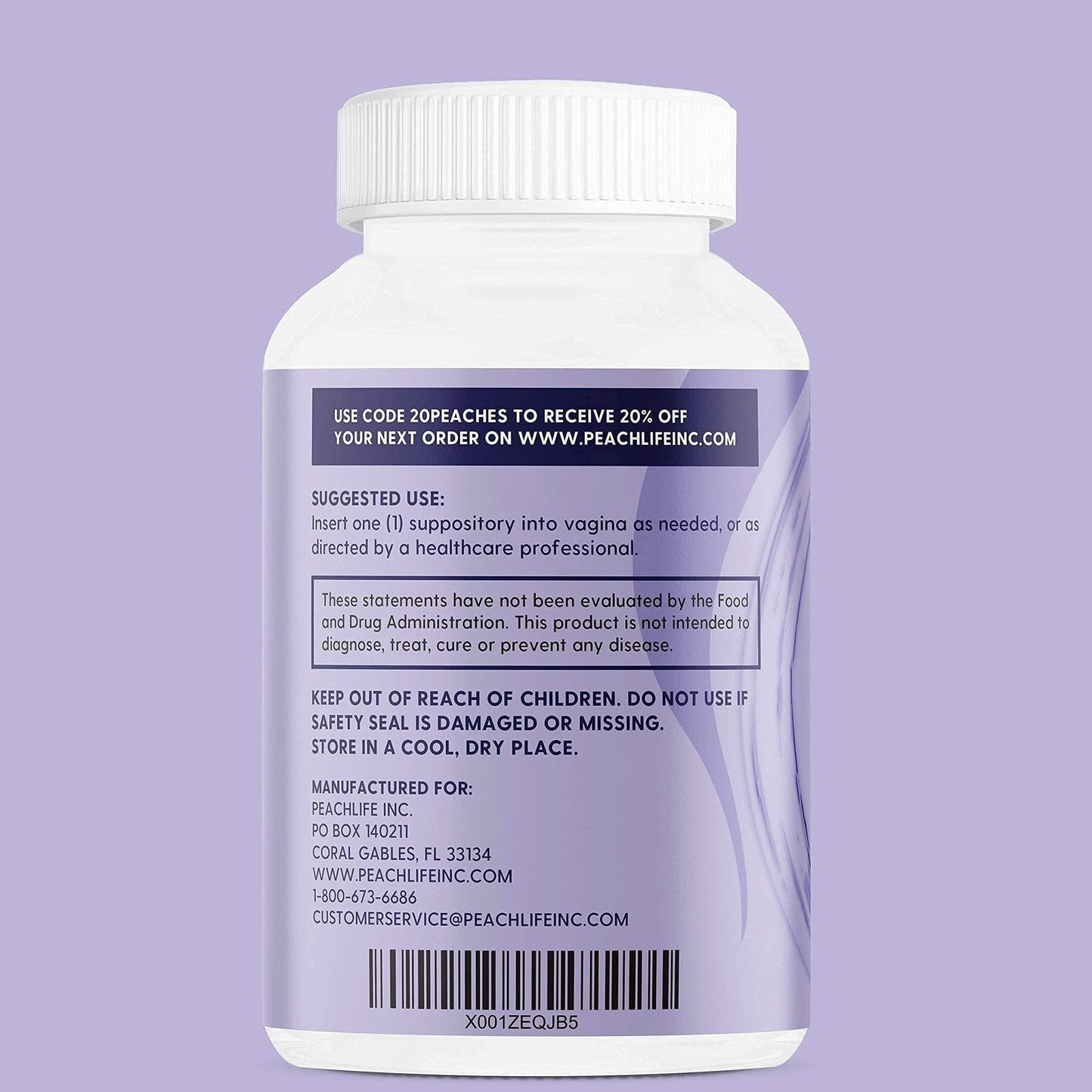 Peachlife Boric Acid Suppositories in Vegetable Capsules - USA Made - Vaginal pH - Maple Wellness Supplements