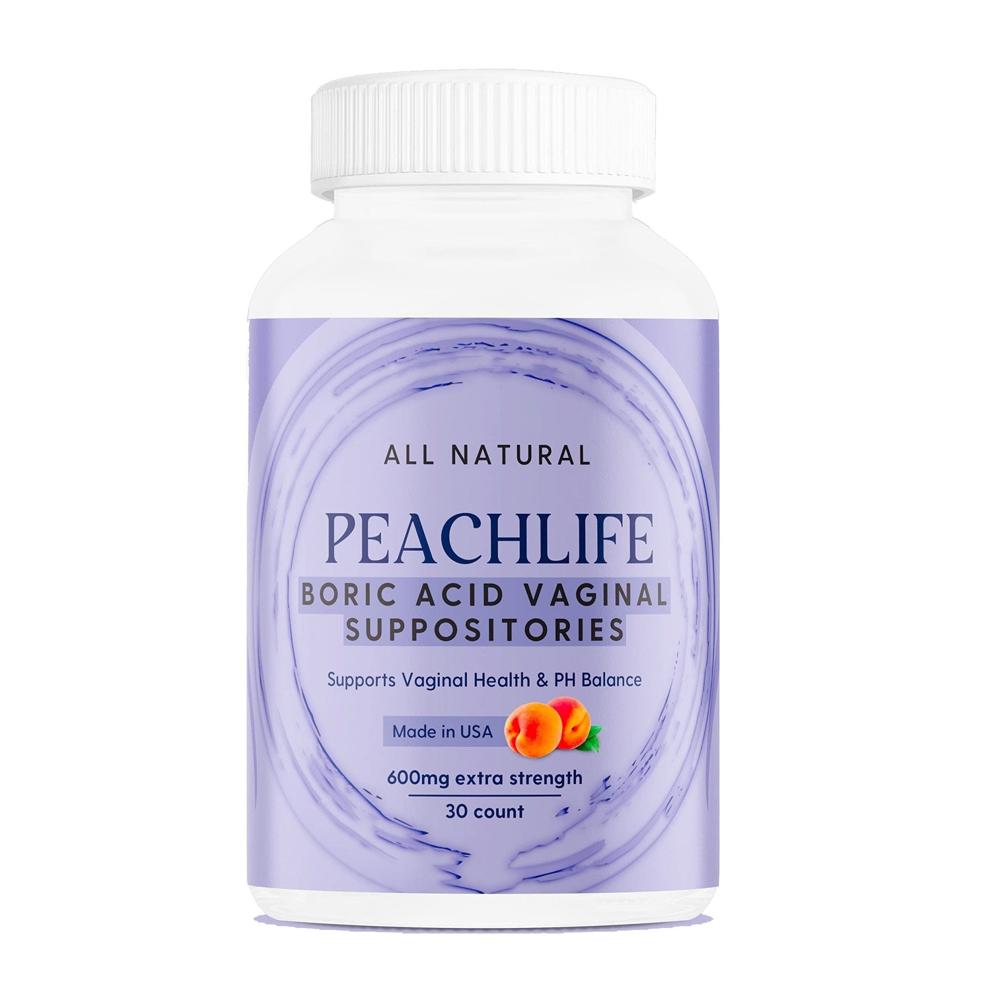 Peachlife Boric Acid Suppositories in Vegetable Capsules - USA Made - Vaginal pH - Maple Wellness Supplements